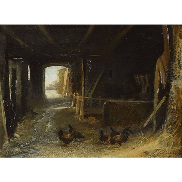 Huhnerhof Oil Painting by Marie Durand