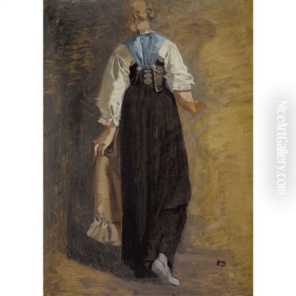 Stehende Trachtenfrau Oil Painting by Simon Durand