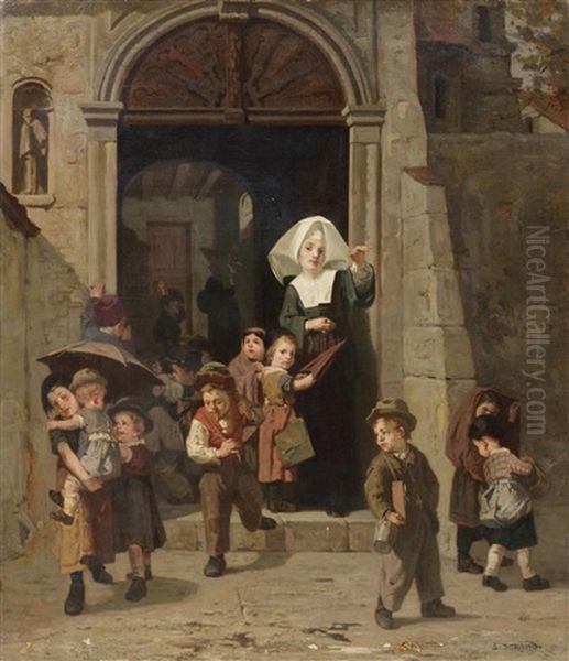 Nach Schulschluss Oil Painting by Simon Durand