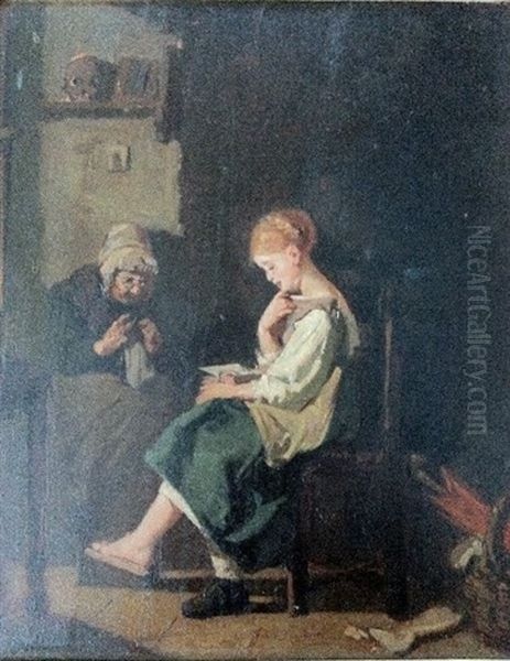 La Lecture Oil Painting by Simon Durand