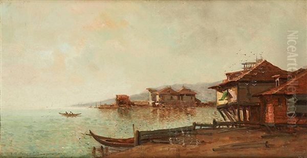 Paysage Fluvial Oil Painting by Jean Baptiste Henri Durand-Brager