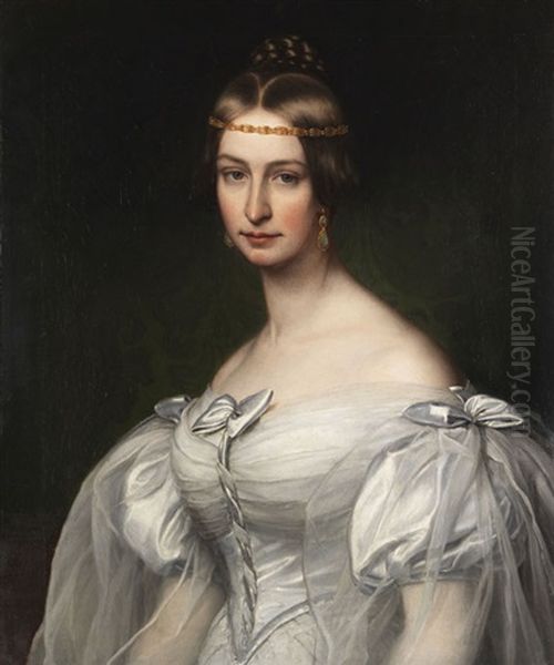 Bildnis Der Caroline Krafft, Geb. Platner (1811-1873) Oil Painting by Friedrich Durck
