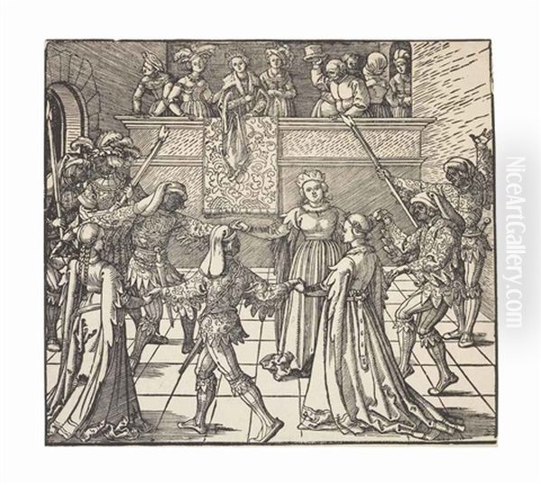 The Masquerade Dance With Torches, From: Freydal Oil Painting by Albrecht Durer