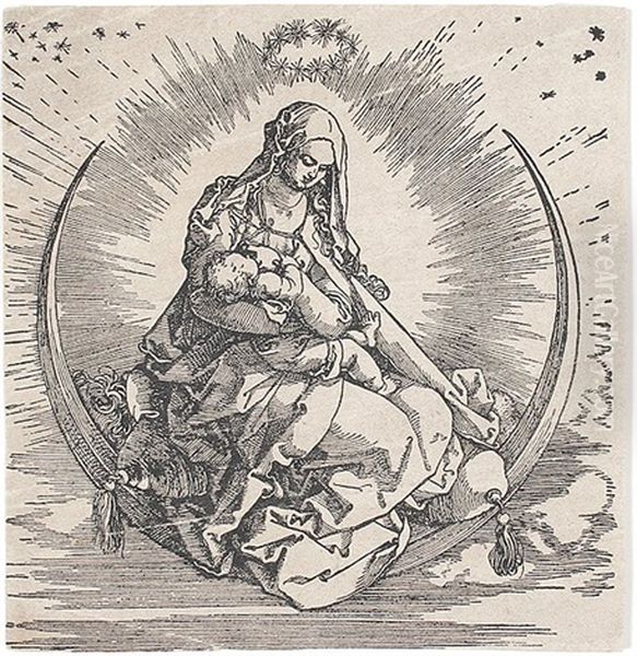 Die Jungfrau Auf Der Mondsichel (title Pg. From Marienleben) Oil Painting by Albrecht Durer