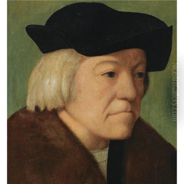 Portrait Of A Man, Wearing A Black Coat With A Fur Collar And A Black Hat Oil Painting by Albrecht Durer