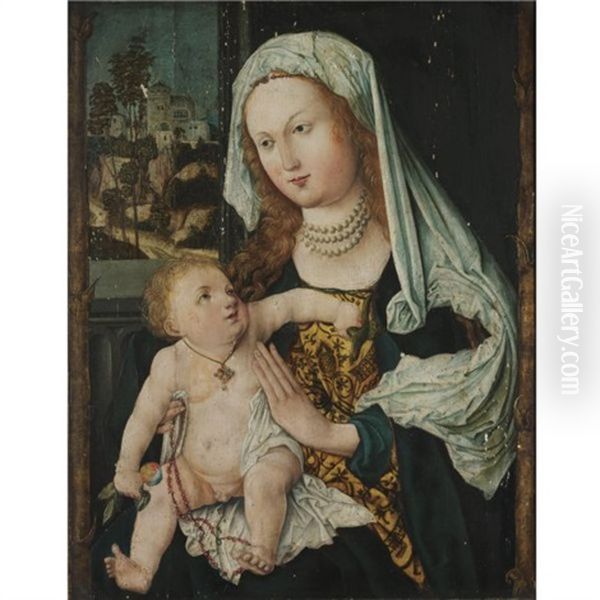 Virgin And Child Seated Before A Window Oil Painting by Albrecht Durer