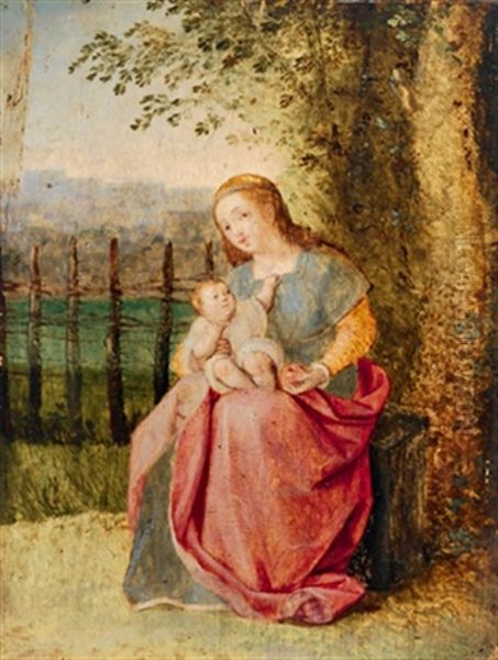 Maria Mit Dem Kind In Einer Landschaft Oil Painting by Albrecht Durer