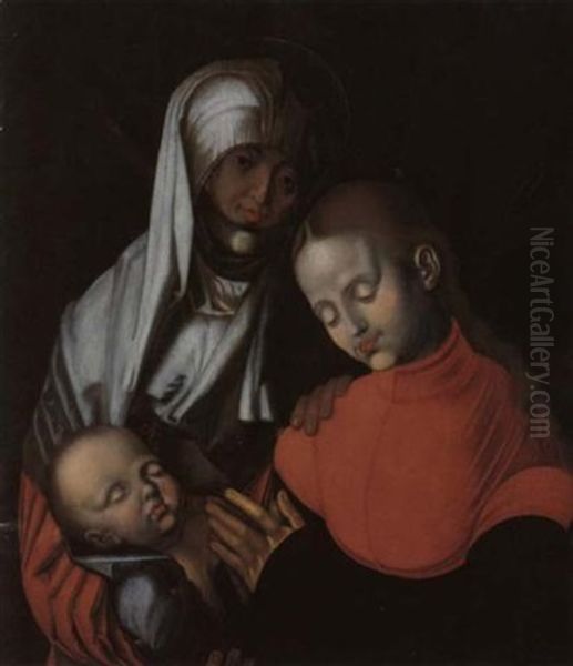 Anna Selbdritt Oil Painting by Albrecht Durer