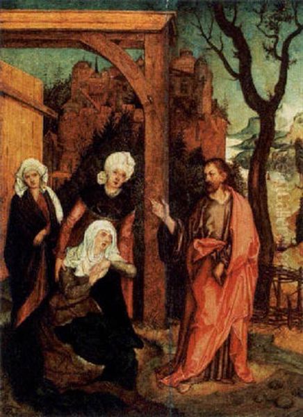 Christ Taking Leave From His Mother Oil Painting by Albrecht Durer