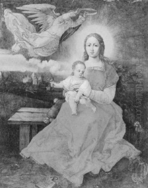 The Madonna Crowned By An Angel Oil Painting by Albrecht Durer