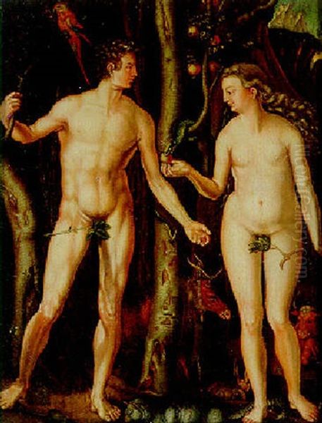 Adam And Eve Oil Painting by Albrecht Durer