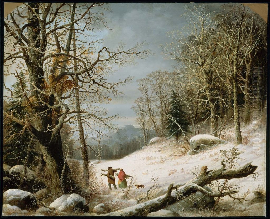 Gathering Wood Oil Painting by George Henry Durrie