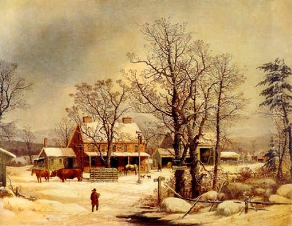 On The Road To Boston Oil Painting by George Henry Durrie