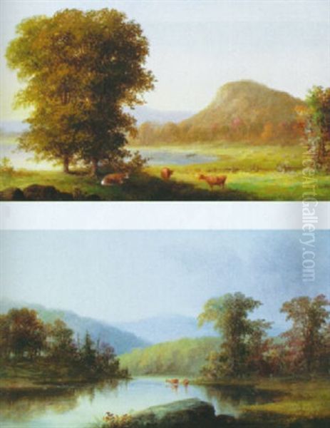 Summer Landscape With Cows Oil Painting by George Henry Durrie