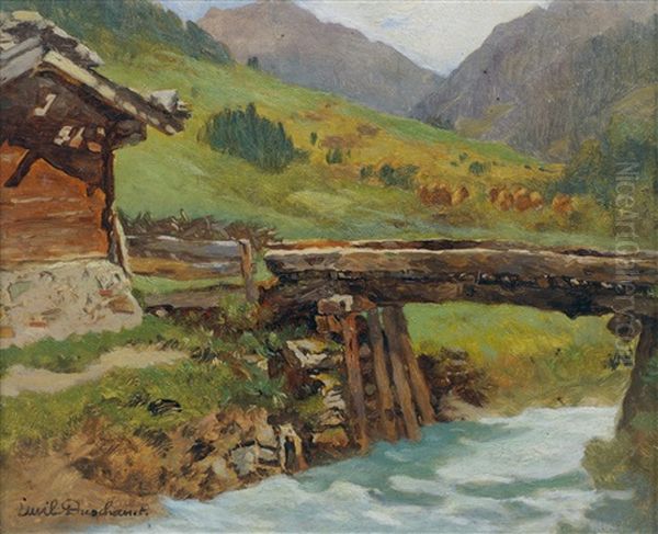 Bergmotiv Aus Dem Oberen Zillertal Oil Painting by Emil Duschanek