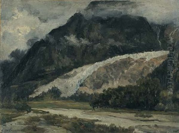 Vallee Suisse Au Glacier Oil Painting by Henri Joseph Constant Dutilleux