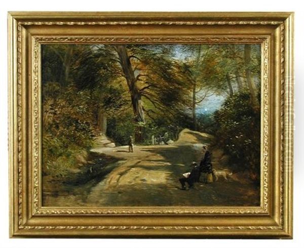 A View In Clapgate Lane, Ipswich, Suffolk, With A Seated Artist, Said To Be Thomas Smythe Oil Painting by John Duval