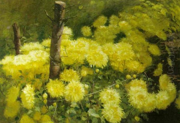Chrysanthemums Oil Painting by Fannie Eliza Duvall