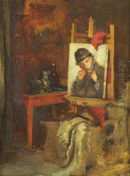Artist's Studio Oil Painting by Frank Duveneck
