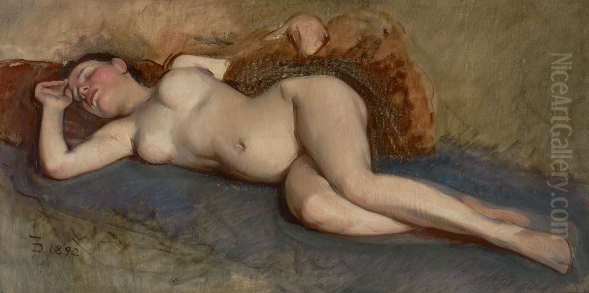 Reclining Nude Oil Painting by Frank Duveneck