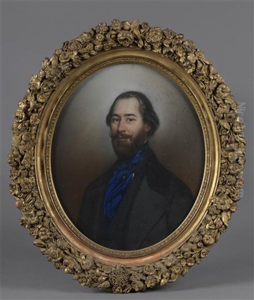 Portrait De Elisabeth Roederer (1820-1903); Portrait De Ferdinand Louis Philippe De Roffignac (1815-1894) (2 Works) Oil Painting by Duverger, Theophile Emmanuel