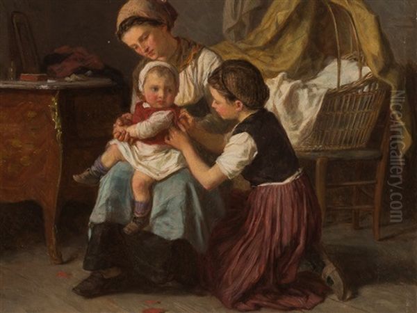 Getting Dressed Oil Painting by Duverger, Theophile Emmanuel