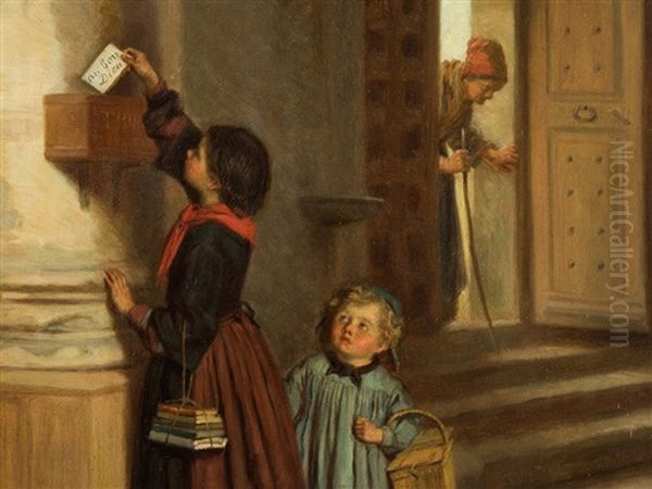 Au Bon Dieu Oil Painting by Duverger, Theophile Emmanuel