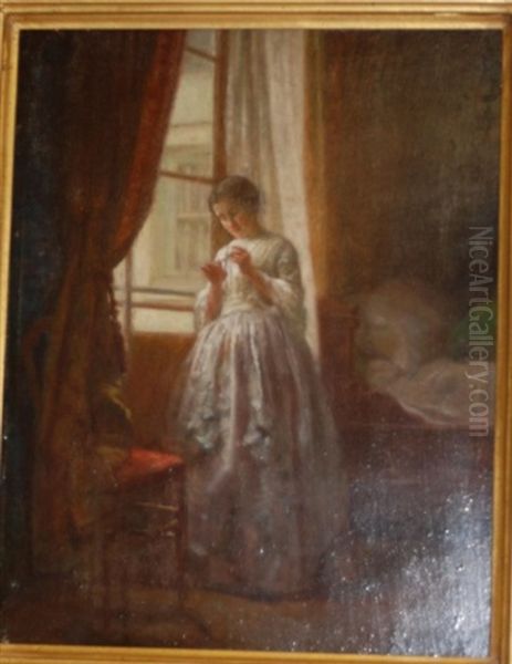 Dame Bei Der Manicure Oil Painting by Duverger, Theophile Emmanuel