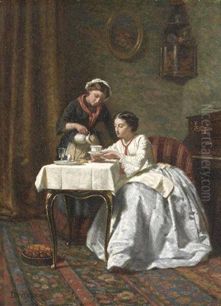 Time For Tea Oil Painting by Duverger, Theophile Emmanuel