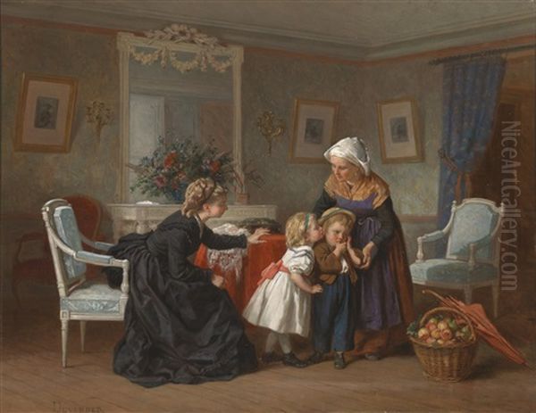 Besuch Vom Lande Oil Painting by Duverger, Theophile Emmanuel