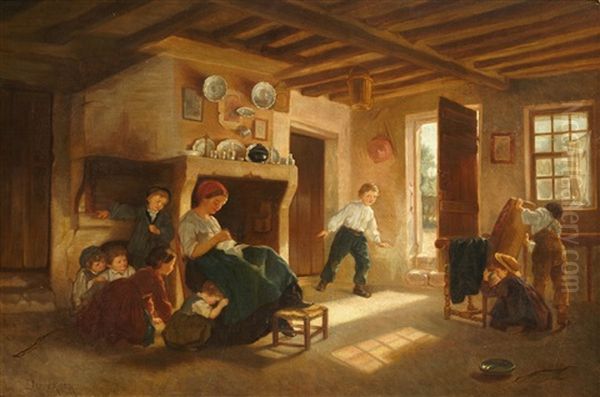 Jeu De Cache Cache Oil Painting by Duverger, Theophile Emmanuel
