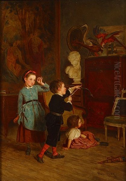 Spelende Kinderen Oil Painting by Duverger, Theophile Emmanuel