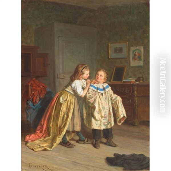 Amateur Theatricals Oil Painting by Duverger, Theophile Emmanuel