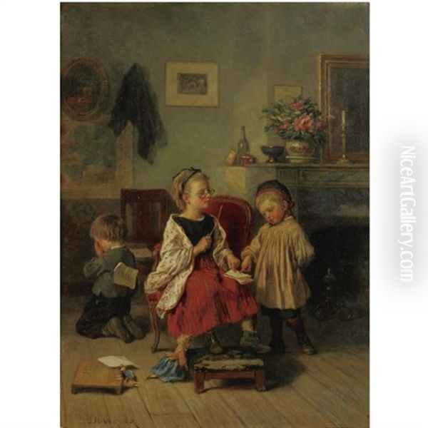 The Stern Teacher Oil Painting by Duverger, Theophile Emmanuel