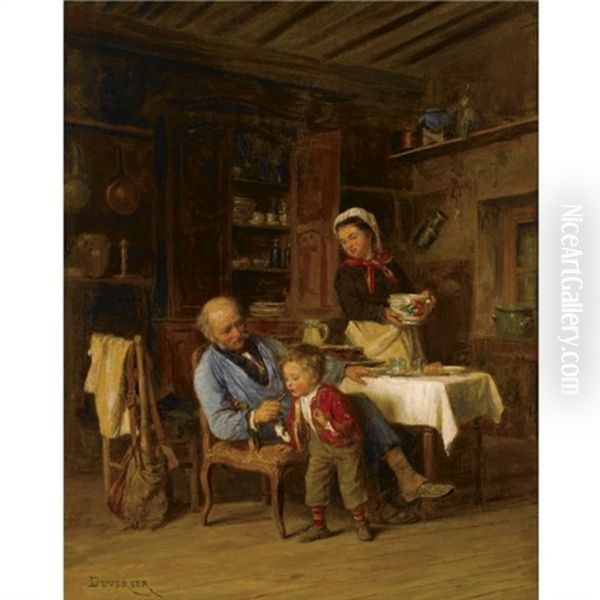 The First Smoke Oil Painting by Duverger, Theophile Emmanuel
