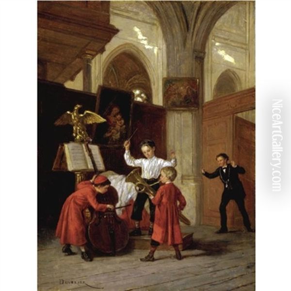 Le Concert Oil Painting by Duverger, Theophile Emmanuel