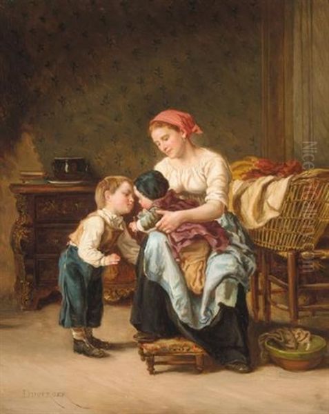 L'amour Fraternel Oil Painting by Duverger, Theophile Emmanuel