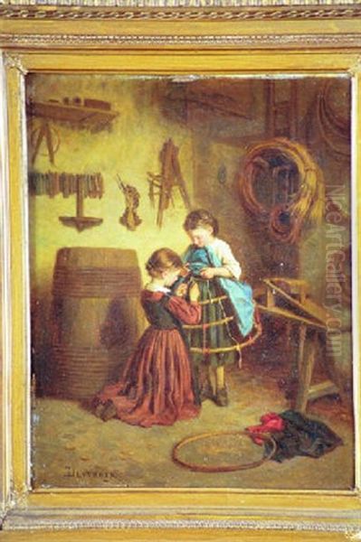 The Young Dressmakers Oil Painting by Duverger, Theophile Emmanuel
