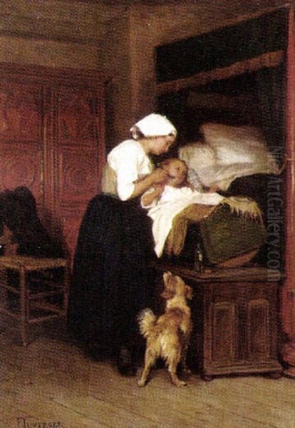 The Sick Child Oil Painting by Duverger, Theophile Emmanuel
