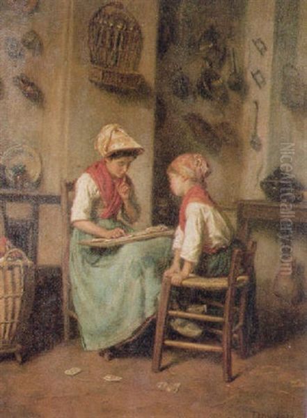 The Young Fortune Teller Oil Painting by Duverger, Theophile Emmanuel