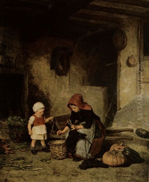 Preparing Dinner Oil Painting by Duverger, Theophile Emmanuel