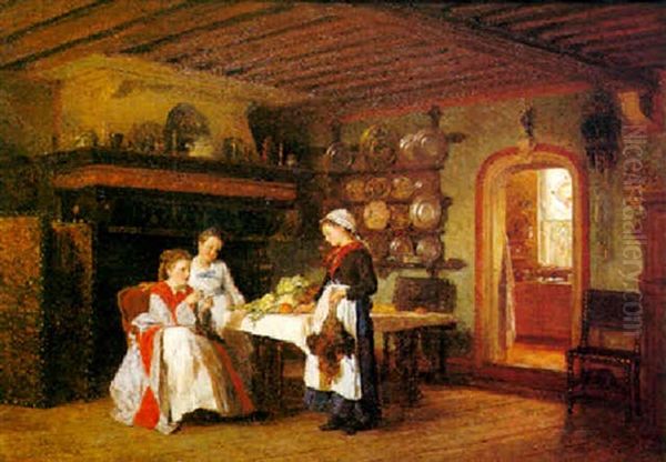 La Vuelta Del Mercado Oil Painting by Duverger, Theophile Emmanuel