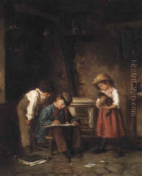 The Young Artist Oil Painting by Duverger, Theophile Emmanuel