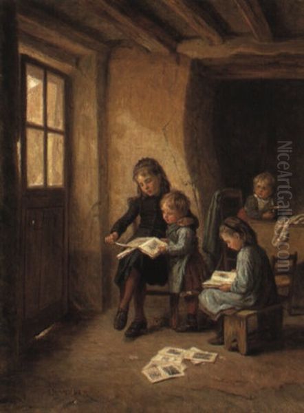Homework Oil Painting by Duverger, Theophile Emmanuel
