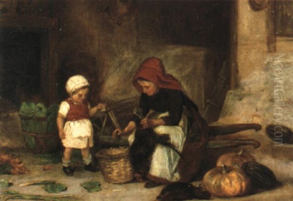 H_hnerrupfen Oil Painting by Duverger, Theophile Emmanuel