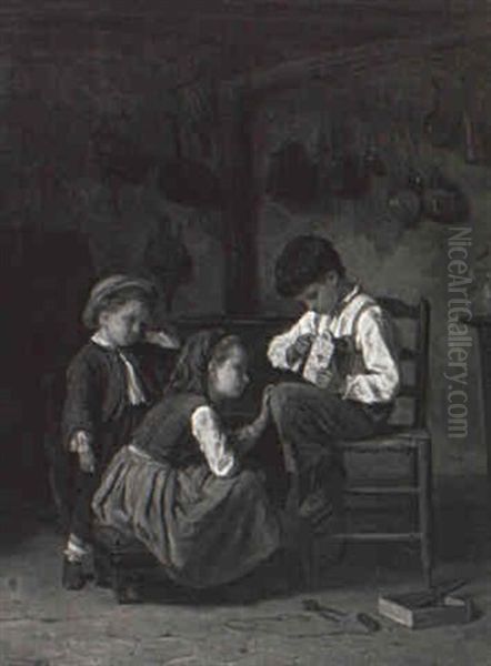 Telling Time Oil Painting by Duverger, Theophile Emmanuel