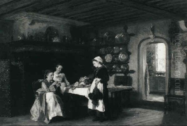 The Return From Market Oil Painting by Duverger, Theophile Emmanuel