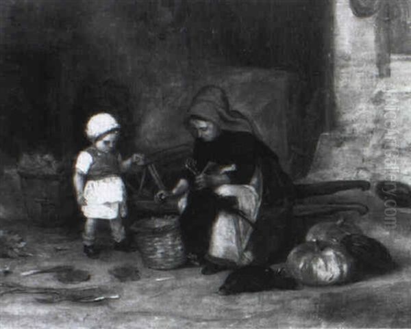 Huhnerspleissen Oil Painting by Duverger, Theophile Emmanuel