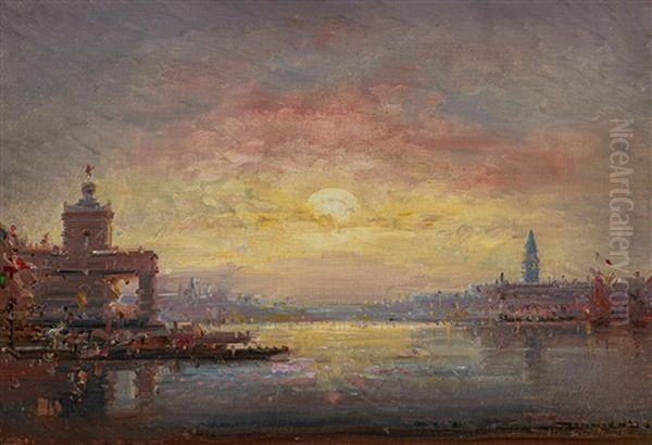 Abendstimmung In Der Lagune Vor Venedig Oil Painting by Henri Duvieux