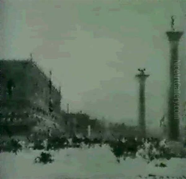 The Bacino With The Doge's Palace, Venice Oil Painting by Henri Duvieux